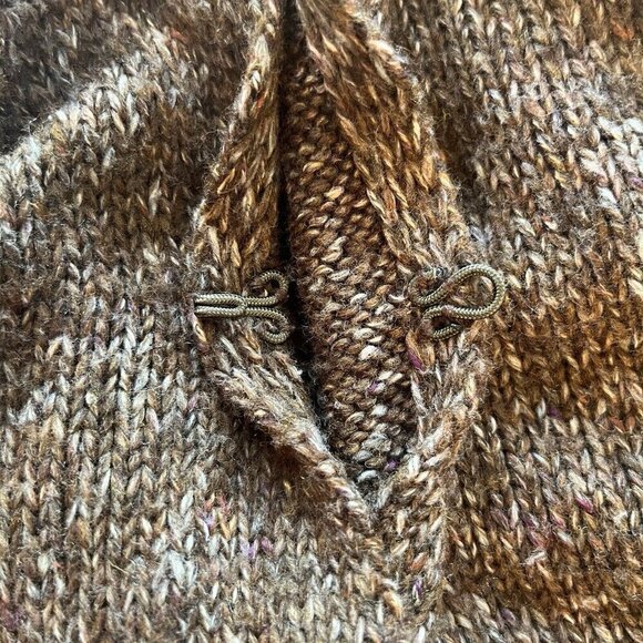 Cabi Women Ruffle Hem Brown Marled Knit Sweater Poncho Shawl One Sz Boho Hippie - Picture 7 of 15